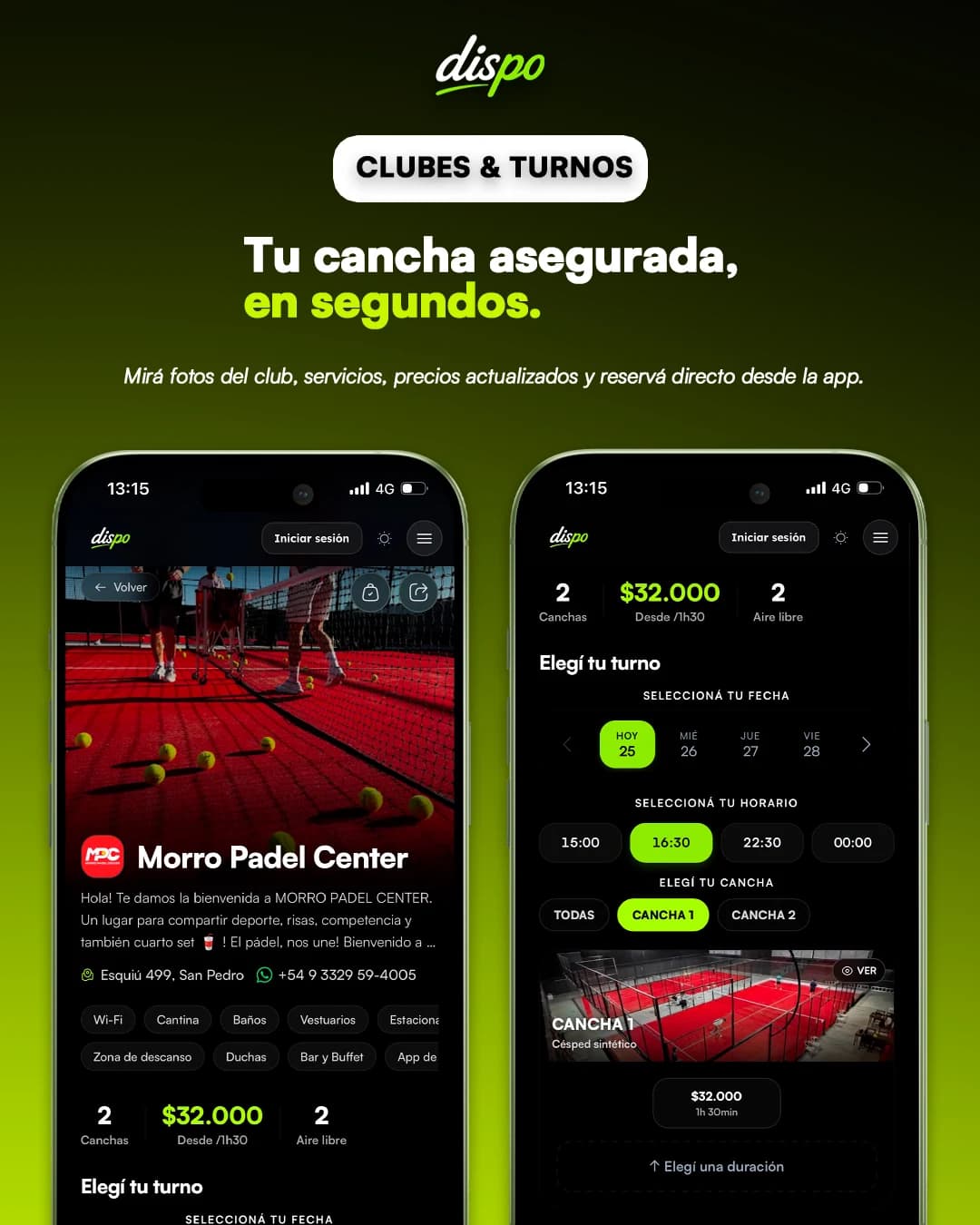 Dispo · Clubes y Turnos