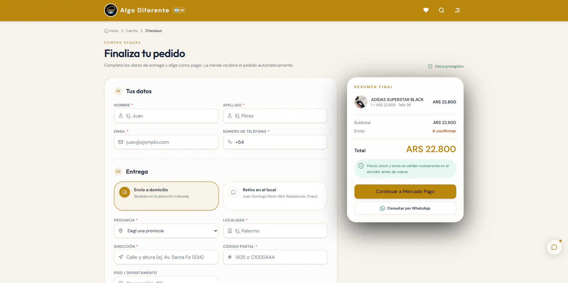 Checkout with payments and deliveries