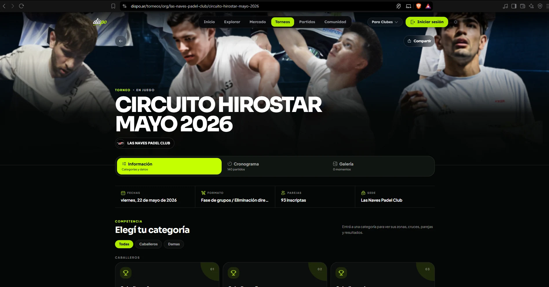 Tournaments · information page