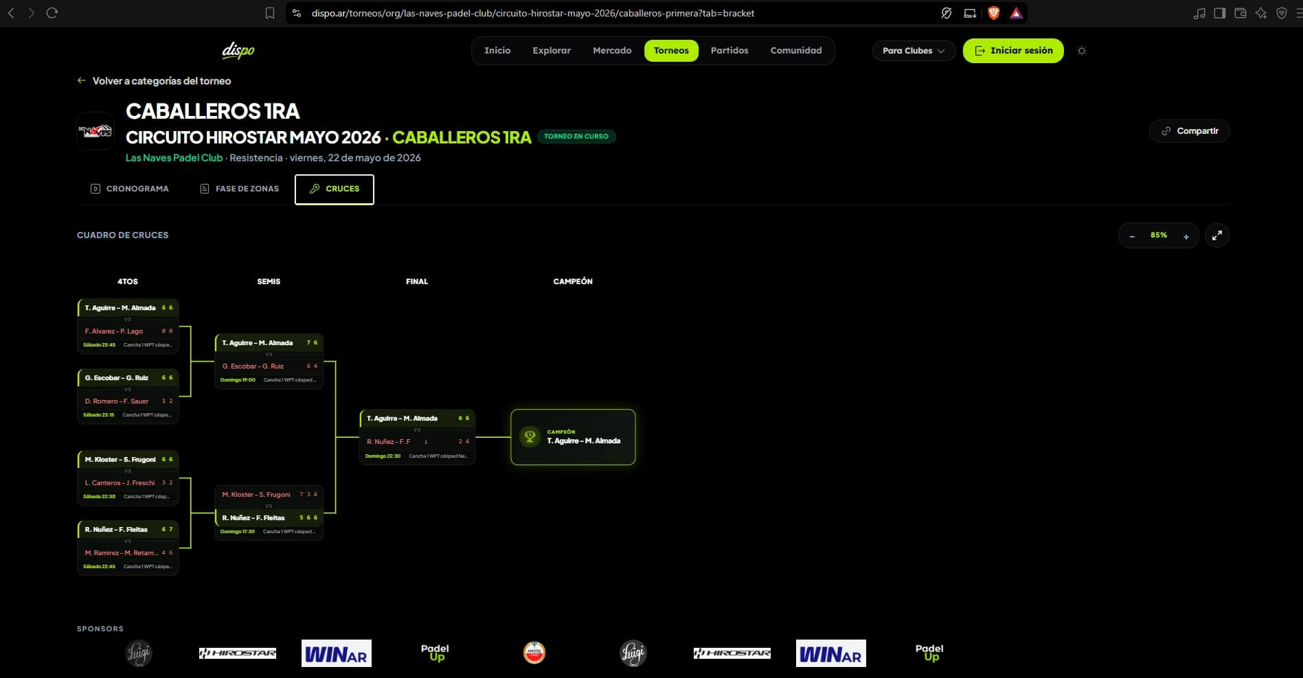 Tournaments · knockout bracket