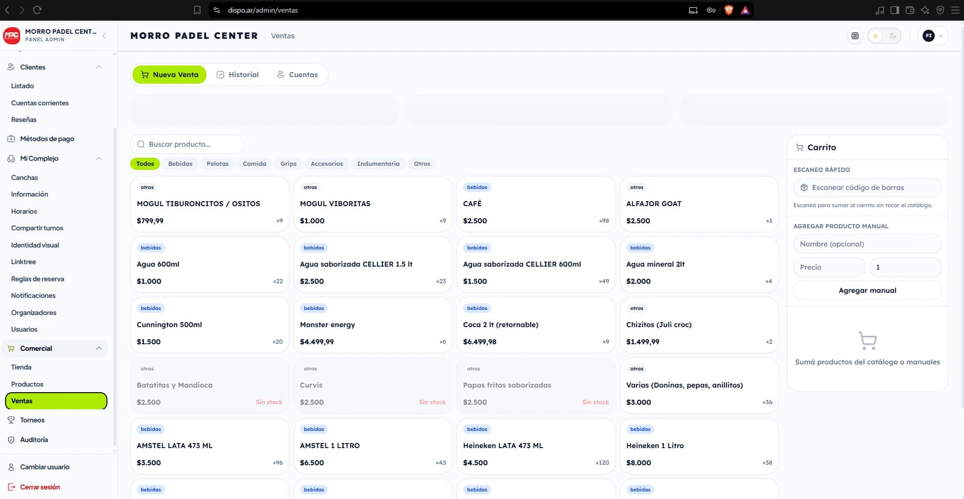 Admin · sales and catalog