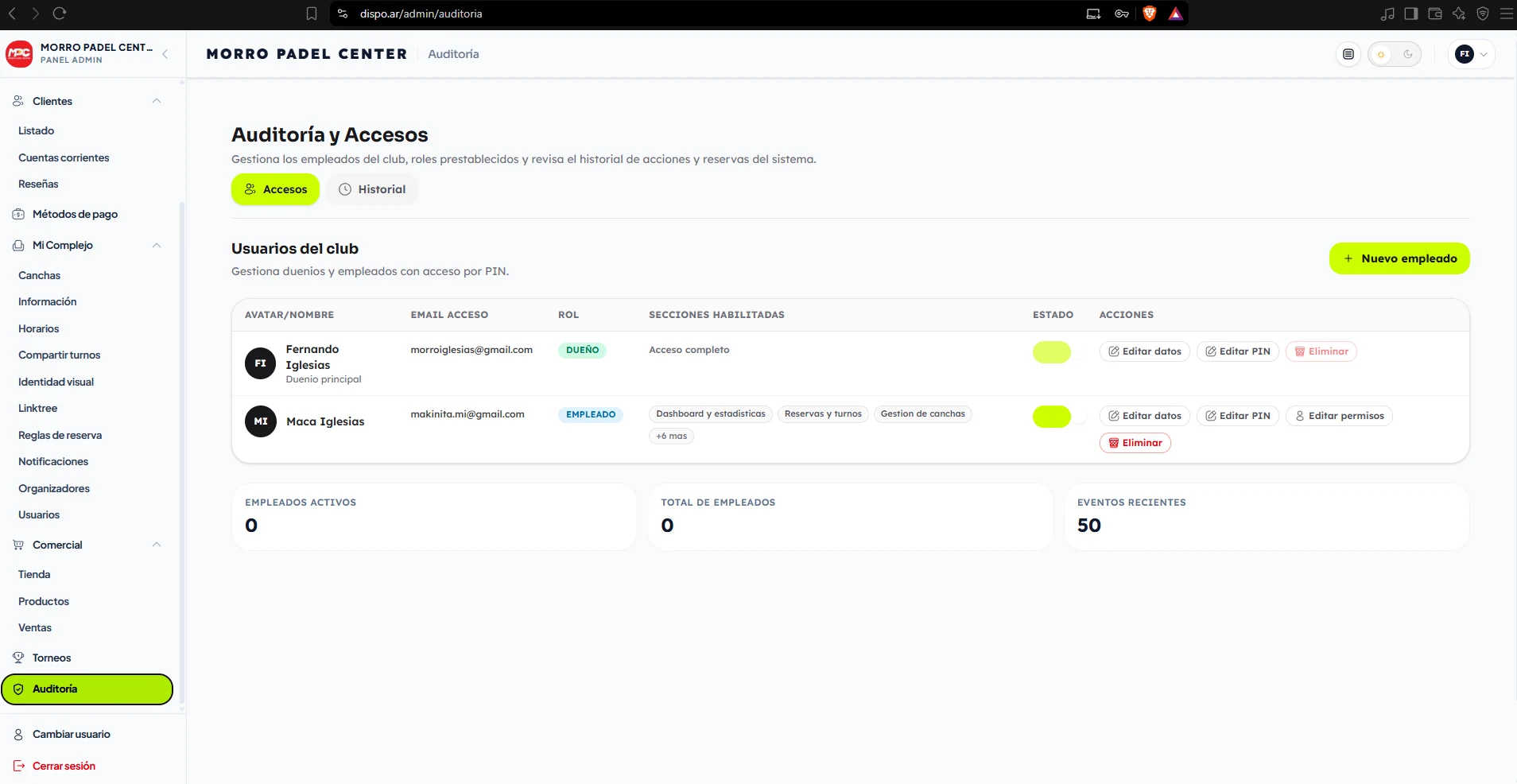 Admin · audit and access